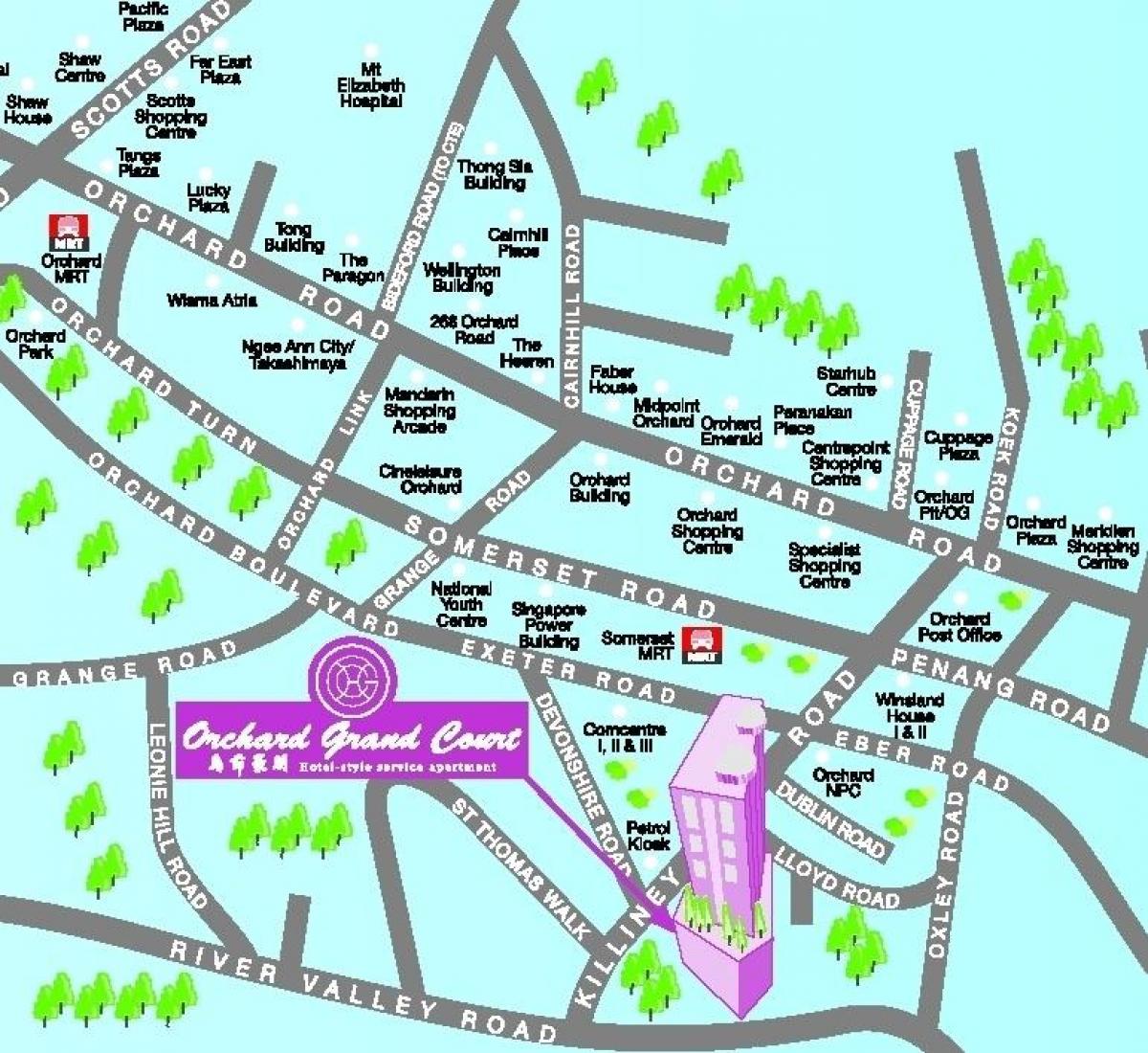 orchard road sa Singapore mapa