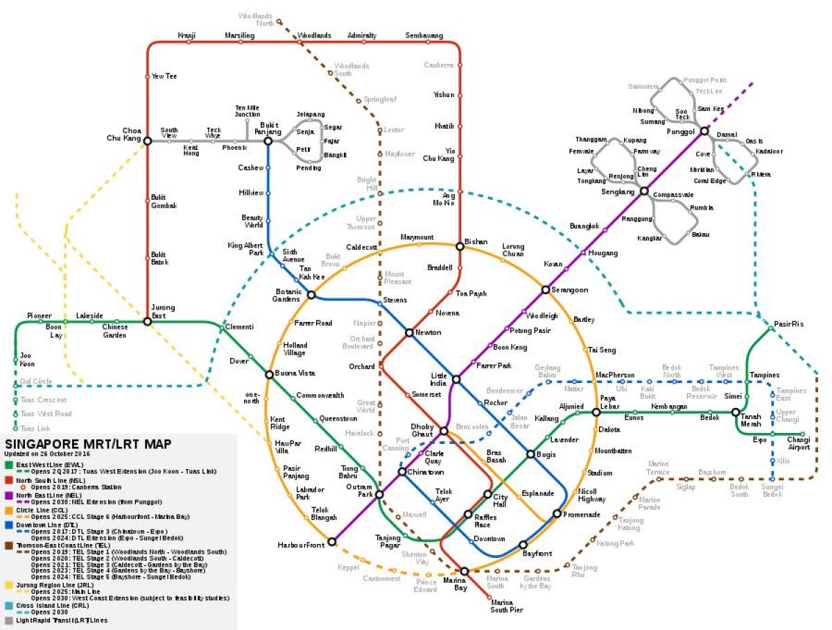 Singapore mrt system mapa