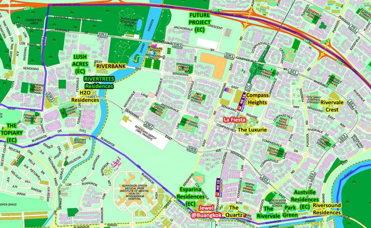 mapa ng Sengkang Singapore