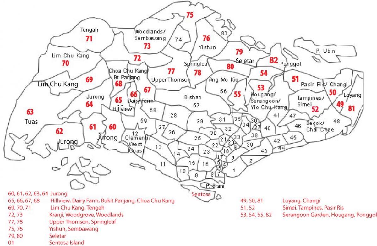 Singapore postal code ng mapa
