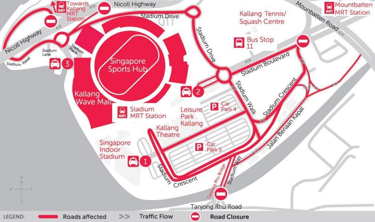 mapa ng Singapore sports hub